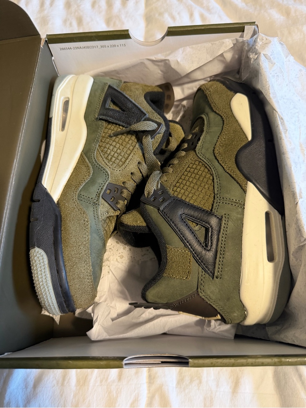 Jordan boys Olive Green and Black Suede Sneakers